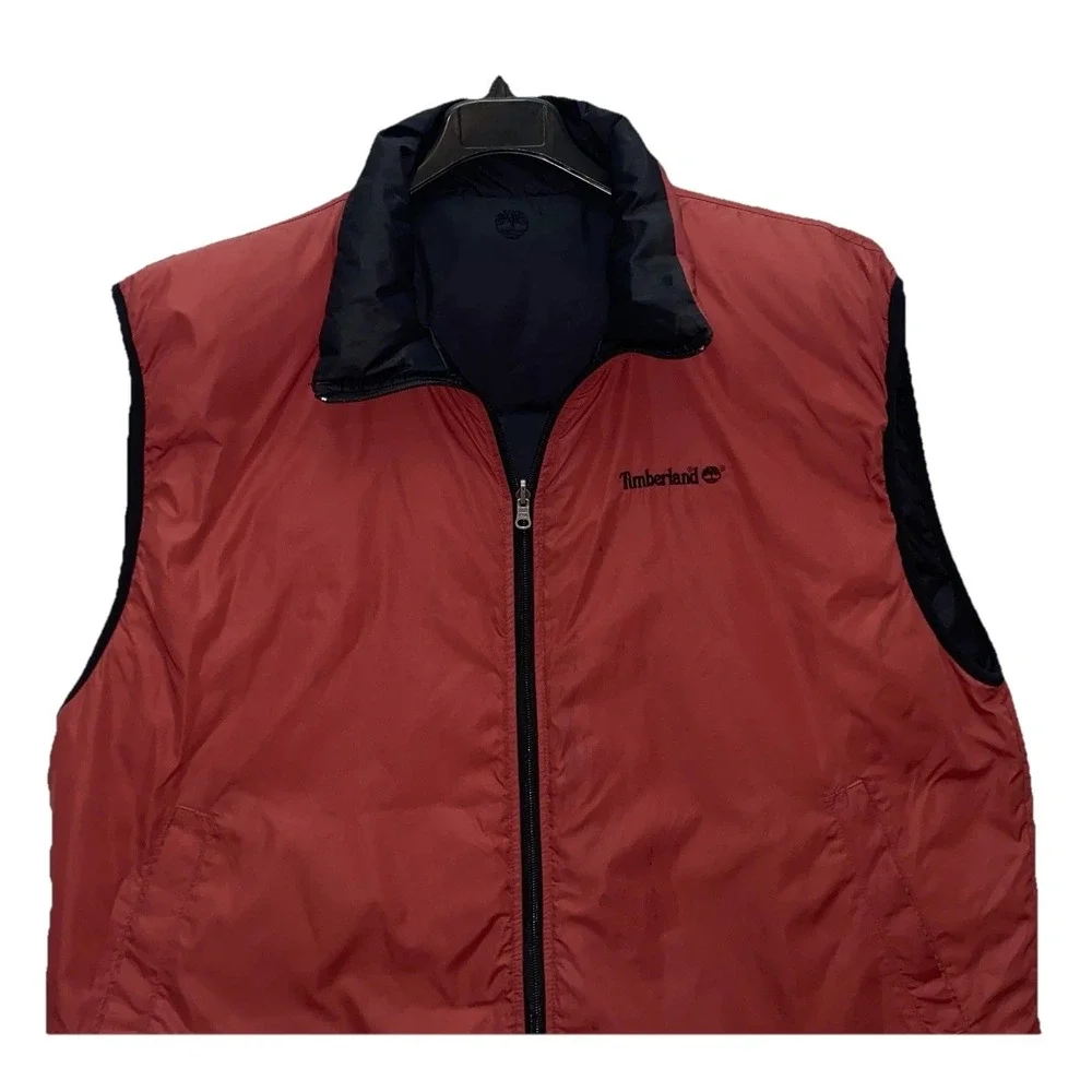 Timberland Weathergear Reversible Down Vest Men's XXL Black Burnt Orange‎ Puffer